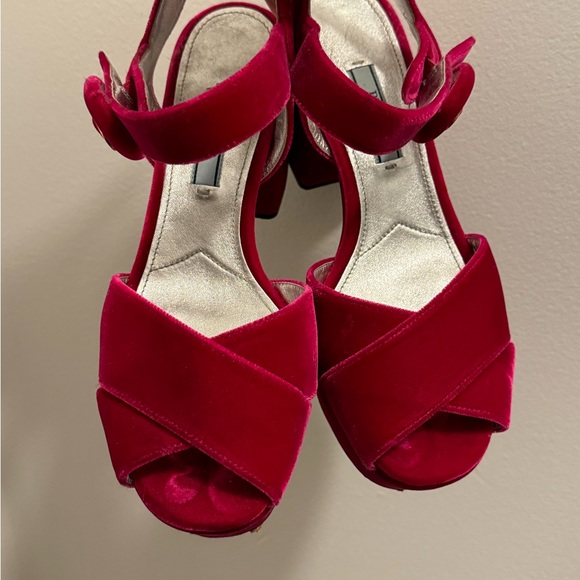 Prada Velvet Pink Platform Heels - Picture 2 of 3